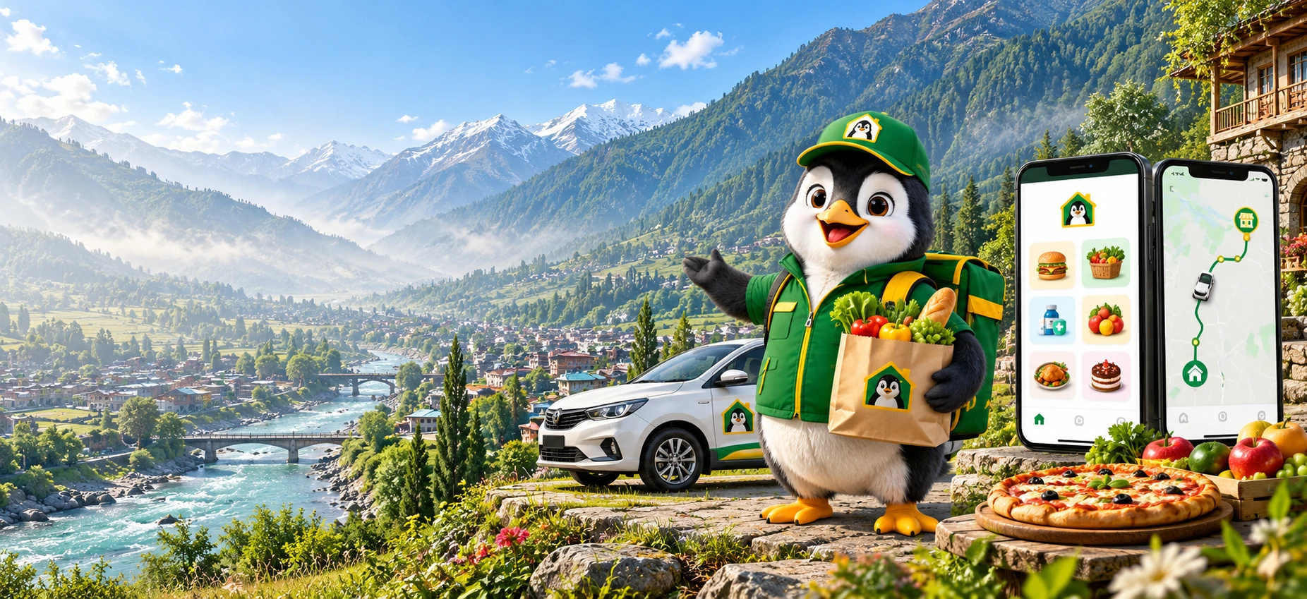 GharTake app, penguin mascot and deliveries across Swat