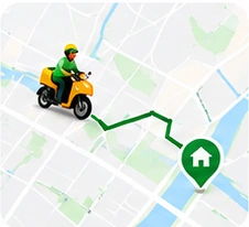 Illustration of a rider delivery route in Swat