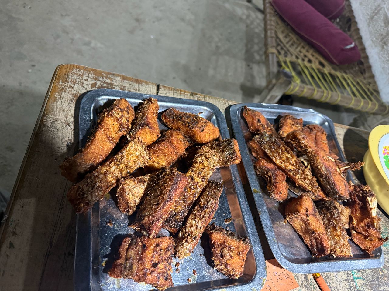 fry fish grass
